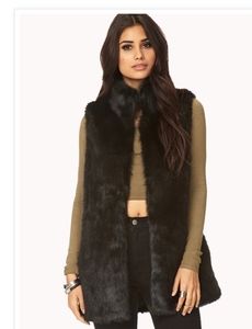 Forever 21 Black Faux Fur Vest